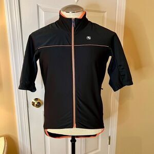 NWOT Men's Giordana Aqua Vento Zip Front Cycling Jersey in Black & Orange MEDIUM